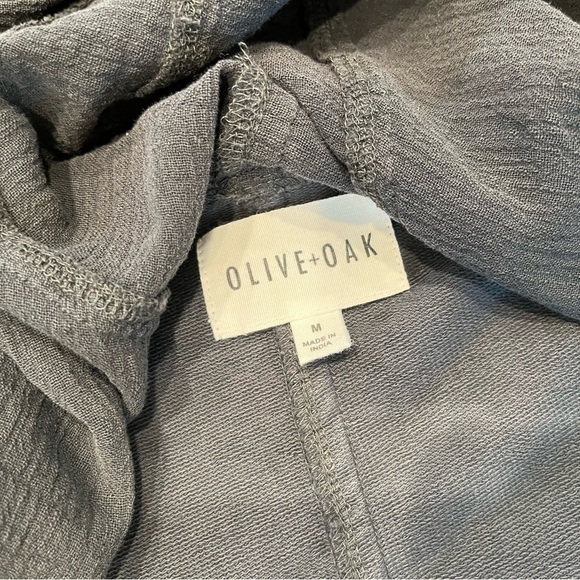 Olive + Oak Gray Pieced Hoodie Jacket Open Front Drawstring Hem Med the buckle - Picture 9 of 10